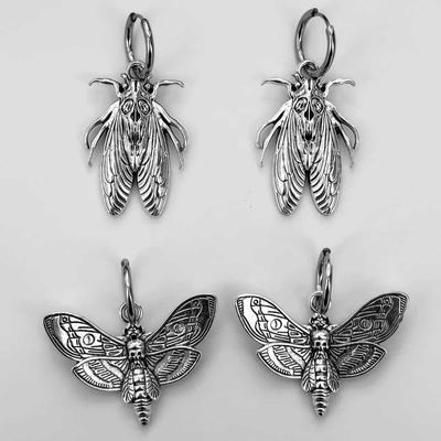 Gotische Vintage Totenkopf Motte Ohrhänger für Damen Mädchen Hexen Schmuck Zubehör Geschenk Anhänger Ohrringe