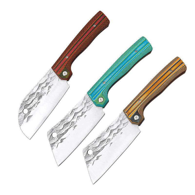 

Складной нож для мяса, рубки овощей, 5Cr15mov, кухонный нож с ручкой G10, нож для обвалки мяса, кованое вручную лезвие, поварской нож