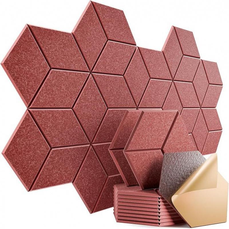 12Pcs Self-adhesive Hexagonal Acoustic Panels Acoustic Foam Panels Y-shaped Liner Design Absorbs Noise and Eliminates