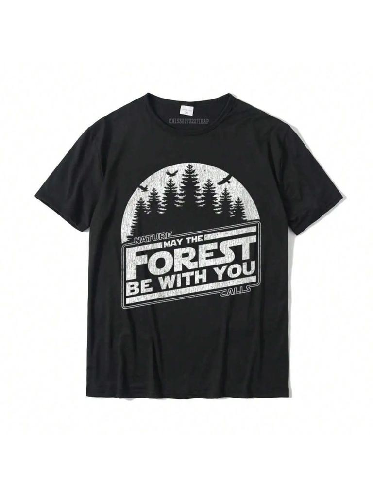 Wounisex May The Forest Be With You Nature Camp Graphic T-Shirt Cotton T Shirts For unisex Printed Tops T Shirt Funny Party