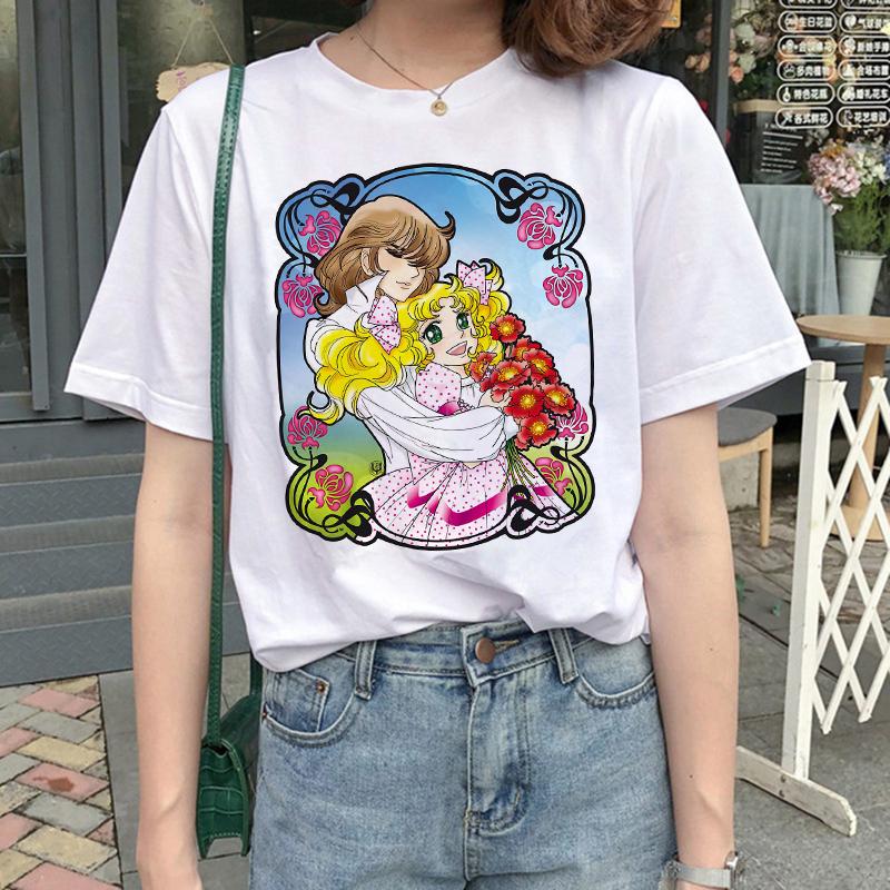 Kawaii Candy Candy Anime Summer Top Tshirt Femen Print T Shirt Grunge Anime Manga T Shirt Top Tees Graphic Aesthetic
