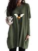 Women's Long Tunic with Pockets Loose Fit Fashion Printed Logn Sleeve Top Women's Sweatshirt