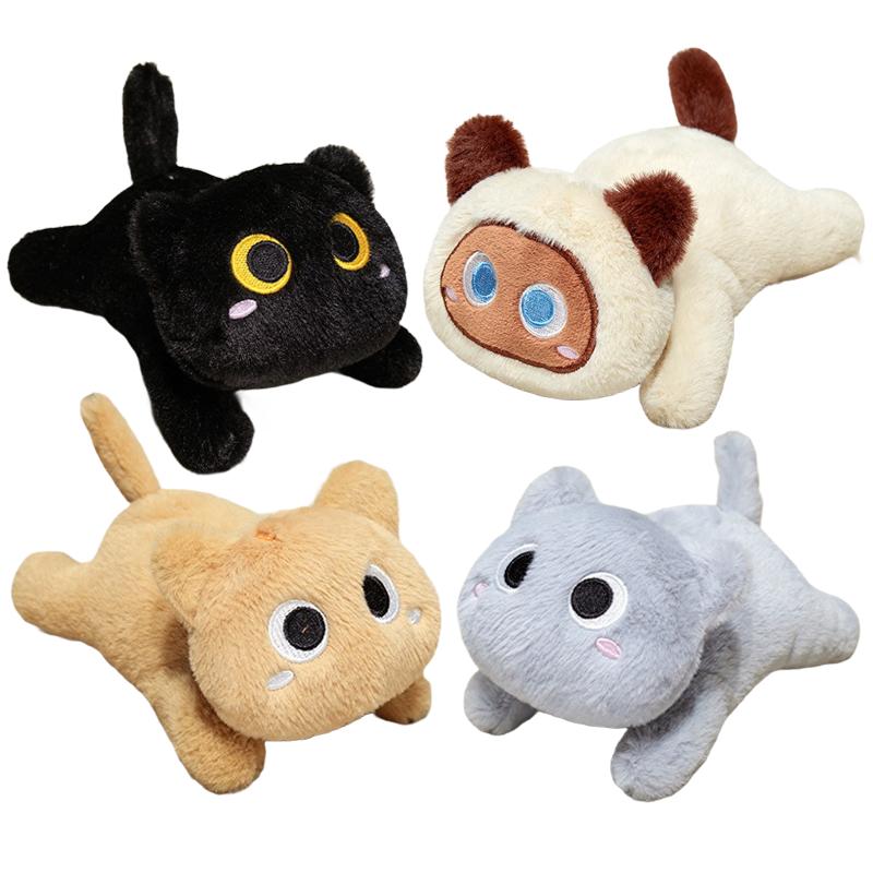 Kawaii Cat Sticky Plush Toy Simulation Cartoon Animals Doll Super Soft Plushie Kitten Sticky Toy Backpack Decor Christmas Gift