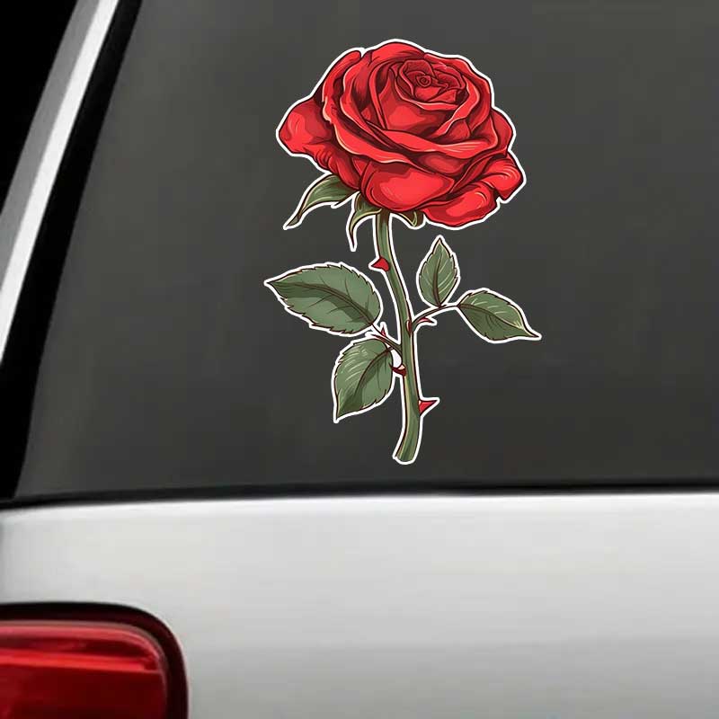 Samolepka na auto Červená růže Samolepka Vodotěsná vinylová nálepka na nárazník Zadní okno Notebook Samolepicí nálepka Pro autodoplňky Y04