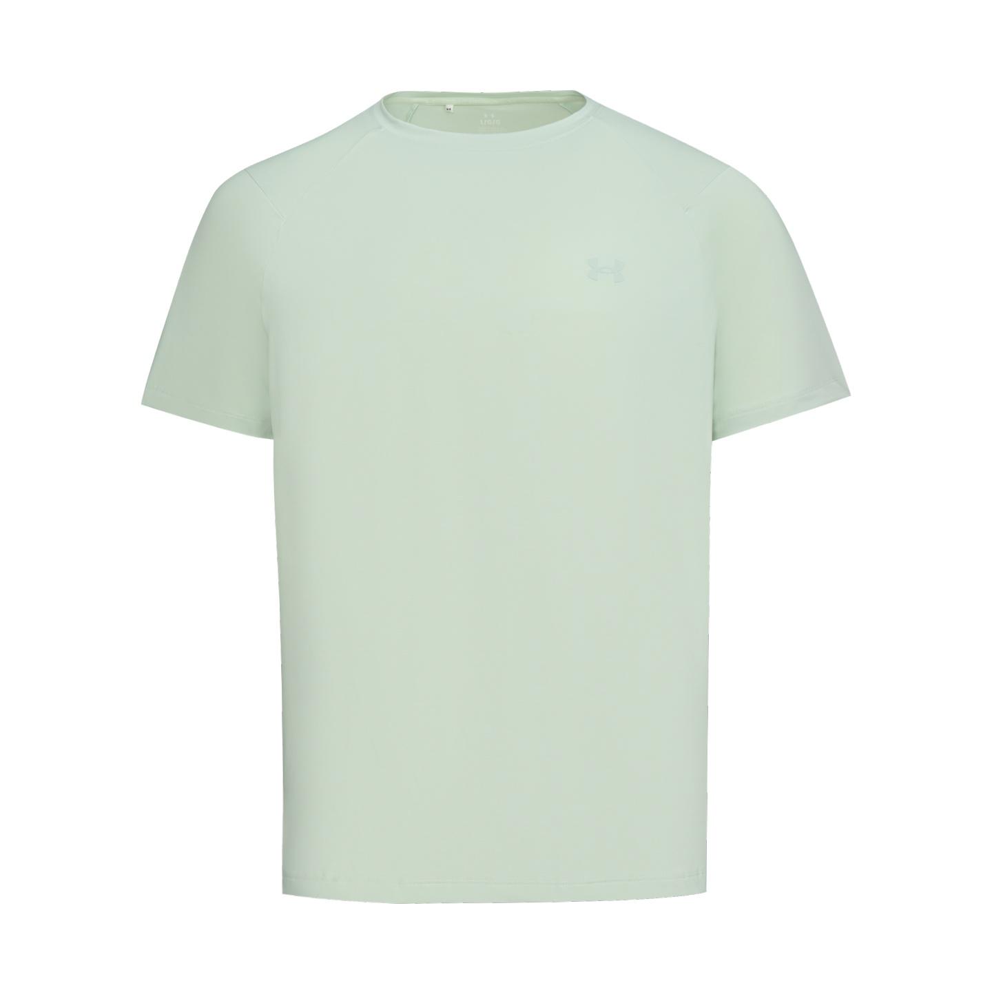 

Under Armour Для улицы Вязаный Тренировочный Дышащий Однотонный Простой Универсальный Фитнес Футболка с коротким рукавом Мужские топы Водородно-зеленый 6014376-377 S