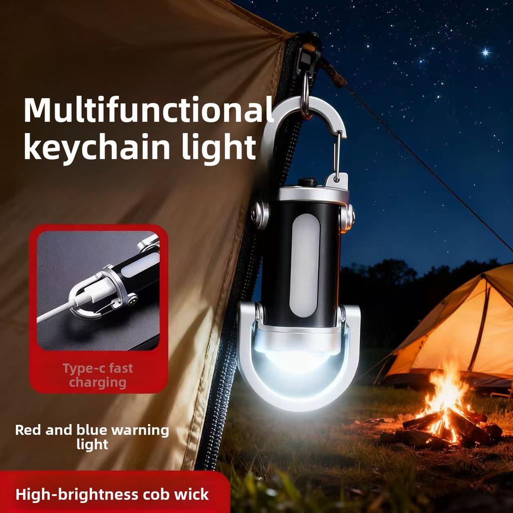 Multifunctional keychain light Outdoor camping Long battery life Mini flashlight Work portable emergency lighting