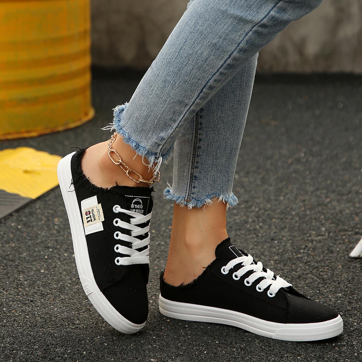 

Весна Лето Женские Холщовые Кроссовки Низкие Джинсовые Кроссовки Дамские На Шнуровке Плоские Холщовые Кеды Женские sapatos femininos 41