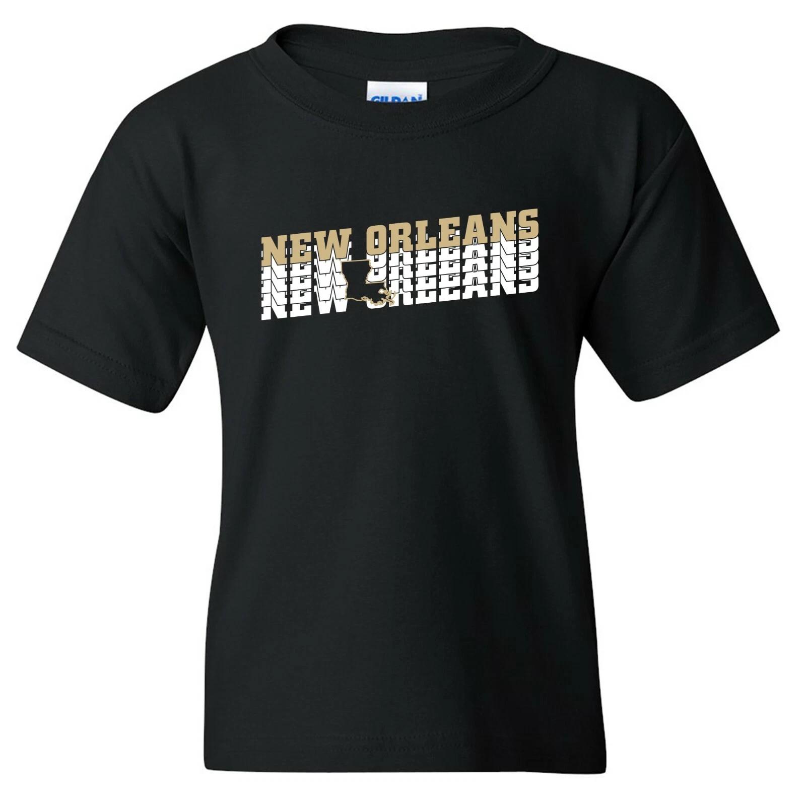 New Orleans City Retro Repeat - Sport Youth T Shirt - Black 4XL
