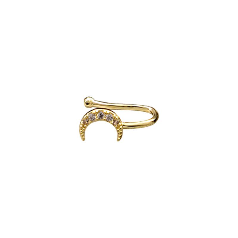 Perforated U-shaped Nose Clip Retro and Cold Style Bow Accessory Moon Octagonal Star Diamond-encrusted Nose Decoration