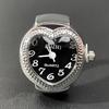 Women Men Mini Italian Heart Finger Watch Ring Roman Numeral Quartz Analog Watch Fashion Jewelry Clock for Couple Gifts