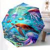 Vibrant Underwater Life Folding Umbrella - Automatic Open, 8-Rib Sturdy Iron Frame, Portable Travel Umbrella with Colorful Oce