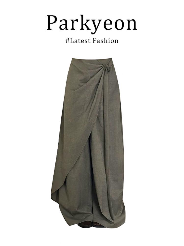 2026 Women's Loose Wide-Leg Suit Pants - Early Autumn Irregular Drape Style