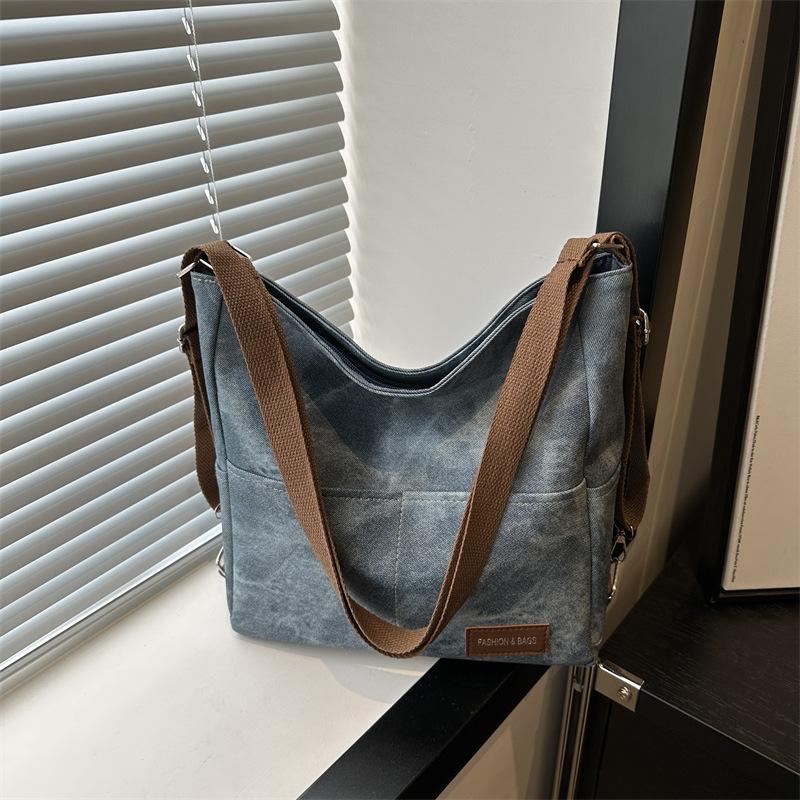 

Модная джинсовая повседневная однотонная многофункциональная новая большая вместительная сумка для поездок на работу на одно плечо и через плечо