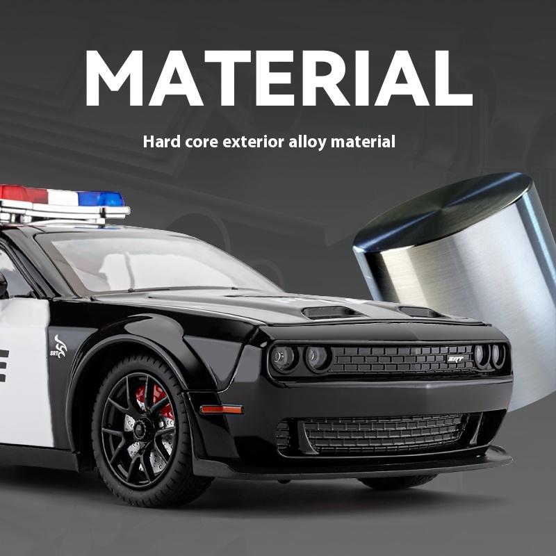 RKJ1 1:24 Dodge Challenger SRT Hellcat American Police Vehicle Enthusiasts Alloy Metal Diecast Model Car Sound Light Gift For Friend