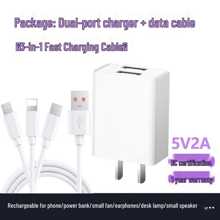 Universal Android Charger Type-C Sound Card 5V2A/5V1A Fast Charge USB Plug