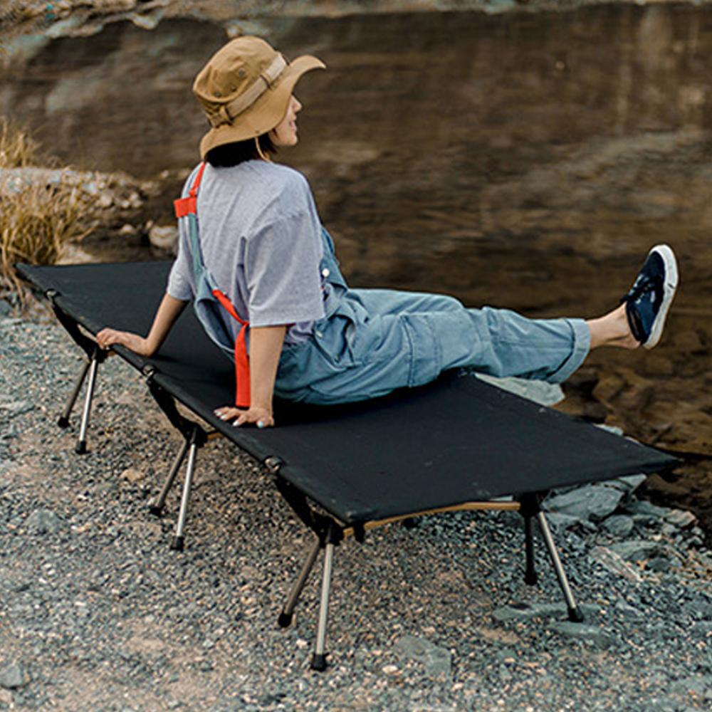 Outdoor Ultralight Portable Folding Sleeping Bed Office Siesta Noon Break Bed Aluminum Alloy Rod