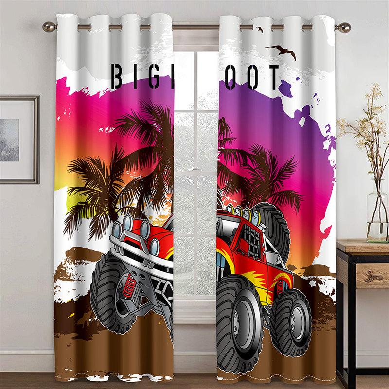 3D Shading Curtains For Prunting Cool Car Patterns For 2 Piece Living Room Bedroom Decoration