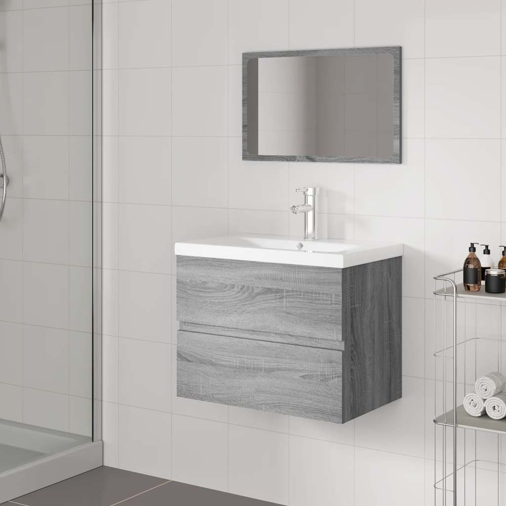 Bathroom Furniture Set Gray Sonoma Particleboard