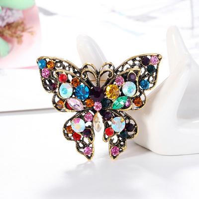 European And American Butterfly Color Rhinestone Brooch Retro Fashion High -End Exquisite Temperament Corsage