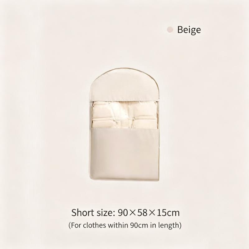 

Beige Compression Hanging Bag, 40% Space-Saving Vacuum Seal, See-Through Storage With Durable Zipper For Winter Clothes S