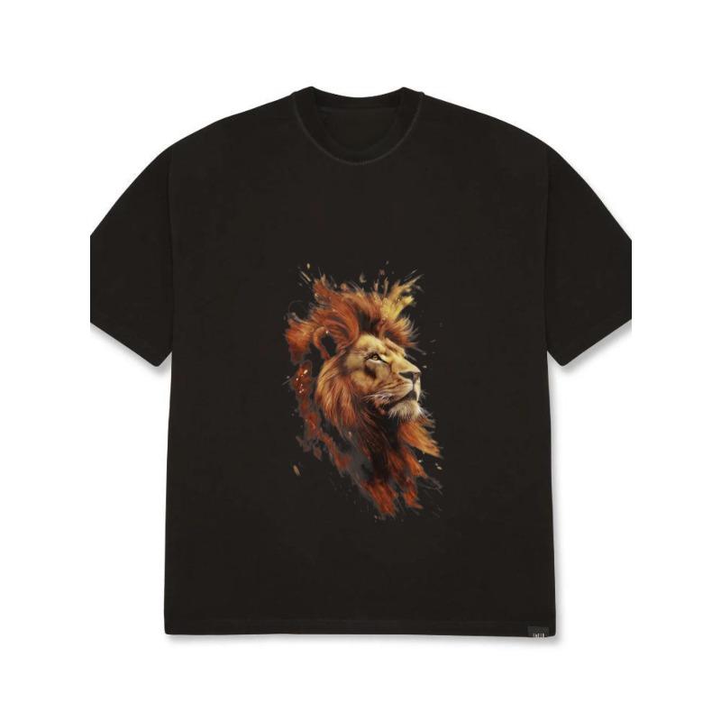 

Футболка оверсайз с принтом головы черного льва, графическая футболка, мужская повседневная уличная мода, топ, унисекс, наряд для ежедневной носки XXXXL чёрный
