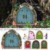 1PC Elf Fairy Door Miniature Garden House Decor Tree Doors Miniature Yard Art Wooden Sculptures Mini Home Garden Doors Ornaments