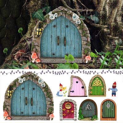 1 szt. Drzwiczki Elfa Wróżki Domek Ogrodowy Dekoracja Drzwi do Drzewa Sztuka Ogrodowa Miniatury Drewniane Rzeźby Mini Drzwi do Domu Ogrodu Ozdoby