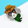 Blucome Fashion Handicraft Acrylic Hat Dog Brooch for Women Men Suit Coat Hijab Pins Christmas Gift