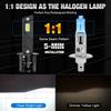 2Pcs H1 LED Headlight Bulbs Turbo Lamps Mini 30000LM 60W 16 Core CSP Chips Super Bright Car Fog Lights 12V 6500K White Automobile Headlamp