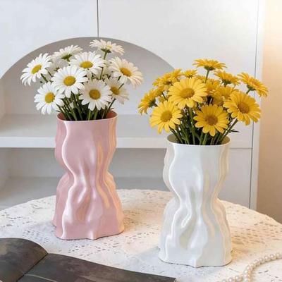 Bedroom Aesthetic Decor 3D Printed Flower Vase, Modern Minimalist Vase for Living Room Sophisticated Home Accessories Decor, Creative Floral