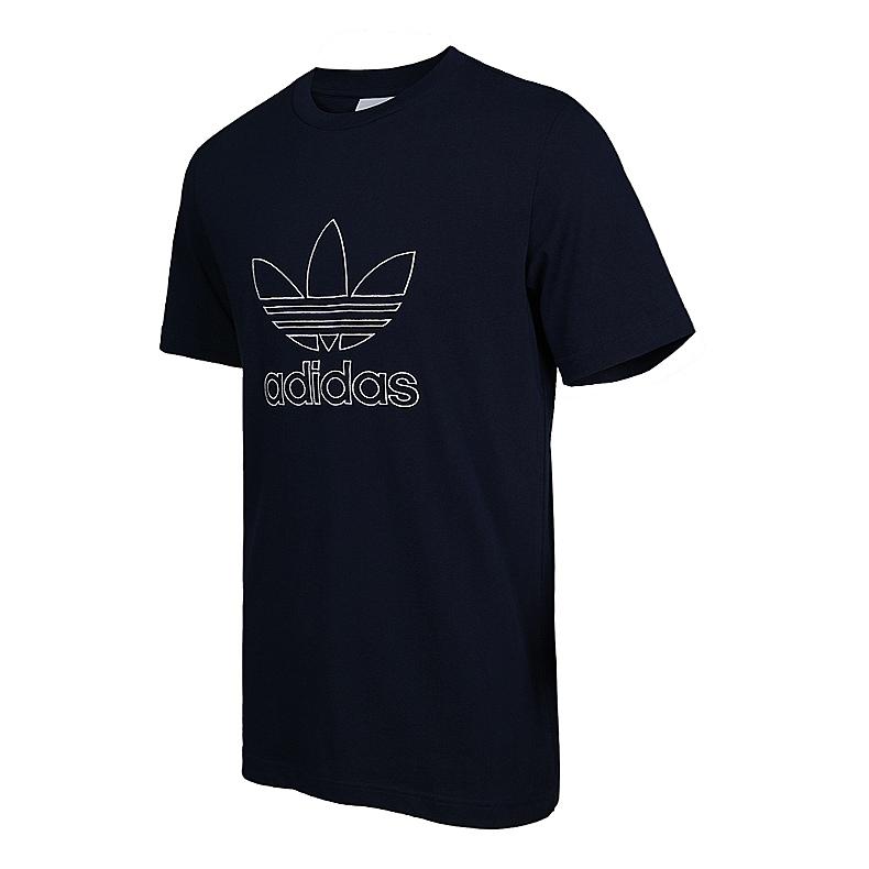 Adidas Originals Outline Tee Sports Leisure Series Letter Print Crew Neck Short Sleeve T-Shirt Men Tops Black DH5783