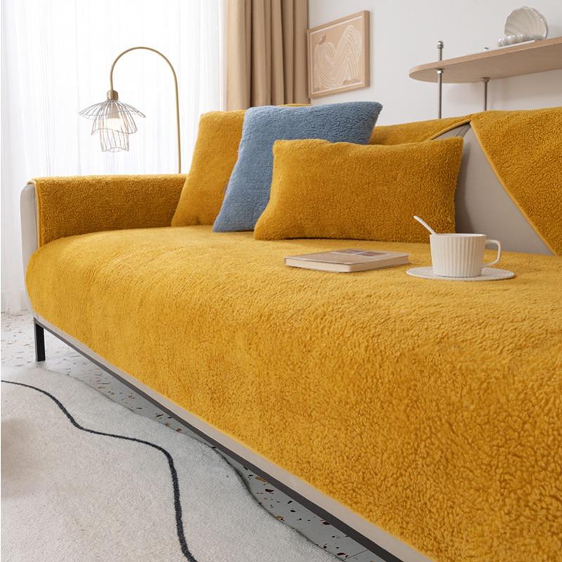 Lambswool Sofa Cushion Thickened Non-Slip Plush Cushion Winter Nordic Sofa Cover Cover Towel