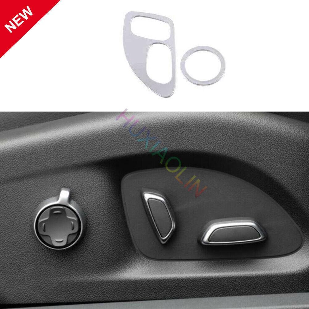 For Cadillac CT4 2020-2022 Silver Steel Seat Adjustment Button Panel Trim 2PCS