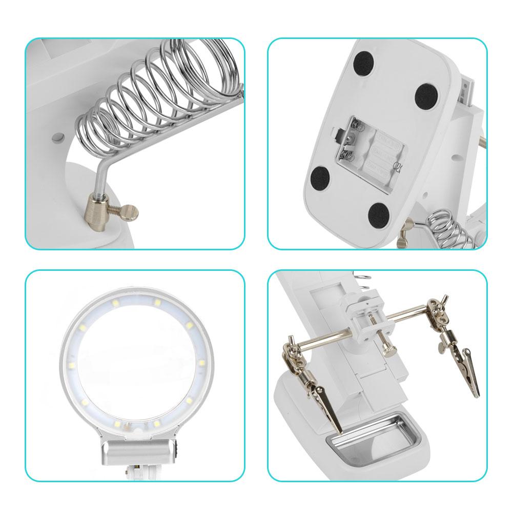 Repair Magnifier With Led Light Tabletop Magnifying Glass Clamp Stand Soldering Weld Holder