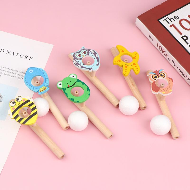 1Pc Wood Floating Blow Pipe Ball Game Toy Board Game For Children Balance Training Floating Blowing Ball Kids Educational Toy