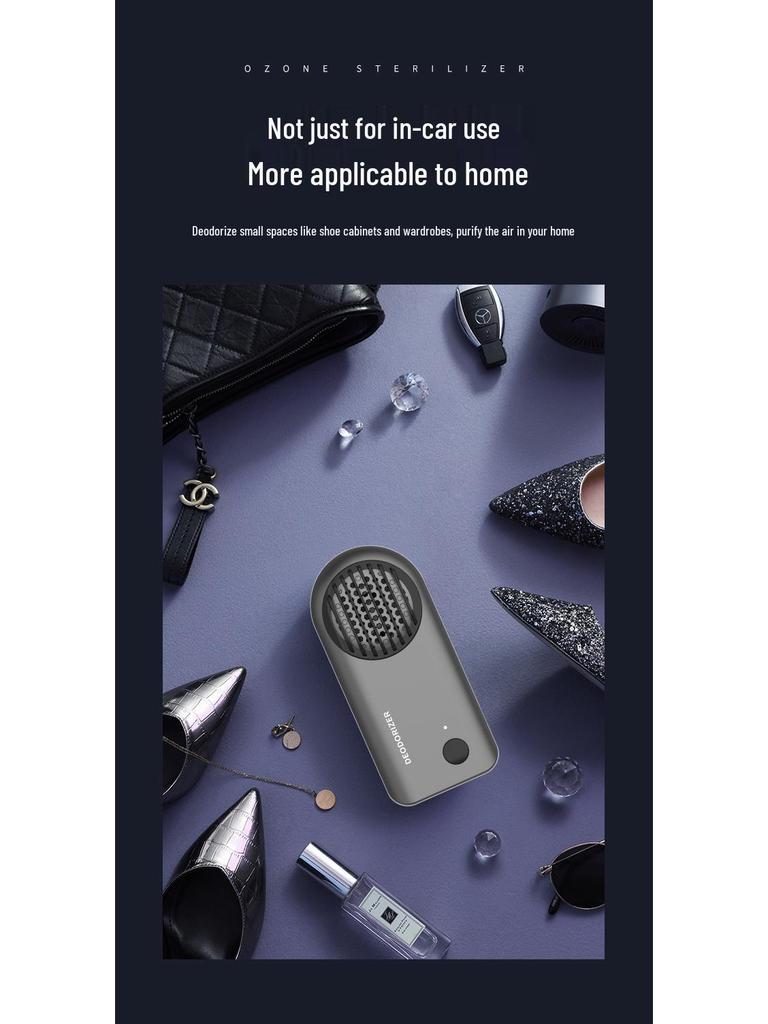 Compact Rechargeable Ozone Air Purifier & Deodorizer for Cars, Shoes, Bathrooms, and Refrigerators