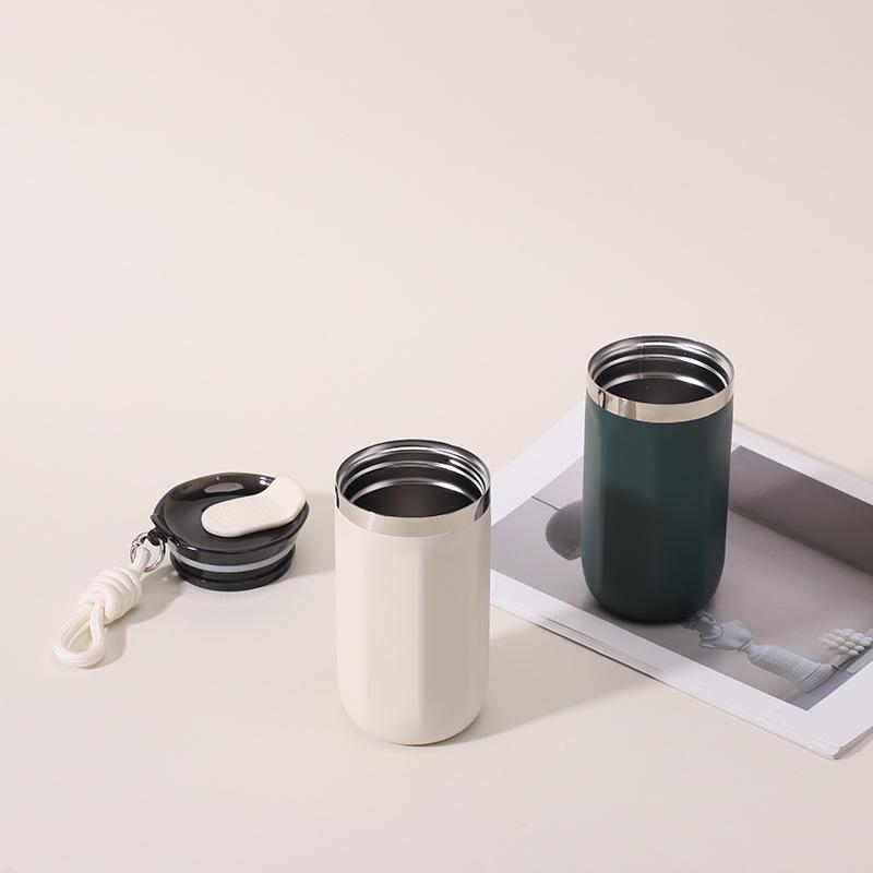 304 Stainless Steel Vacuum-Insulated Travel Coffee Cup with Lanyard for Hot and Cold Drinks