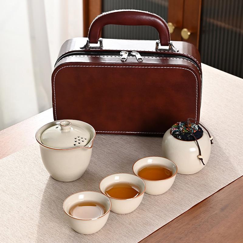 Business Gifts Travel Tea Set Kuaike Cup One Pot Three Cups Portable Cover Bowl Small Set Outdoor Kung Fu Tea Set