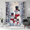 Snowman Santa Hat Print Curtains Polyester Fabric Perfect Living Room Bedroom Decoration Curtain Machine Washable Ideal For Great
