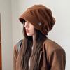 Spring and Autumn Thin Hat Women's Big Head Circumference Show Face Small Baotou Hat Casual Versatile Stacking Hat Warm Cold Hat