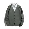 Men's V-neck Cardigan Sweater - Spring & Autumn Hong Kong Style Versatile Knitwear