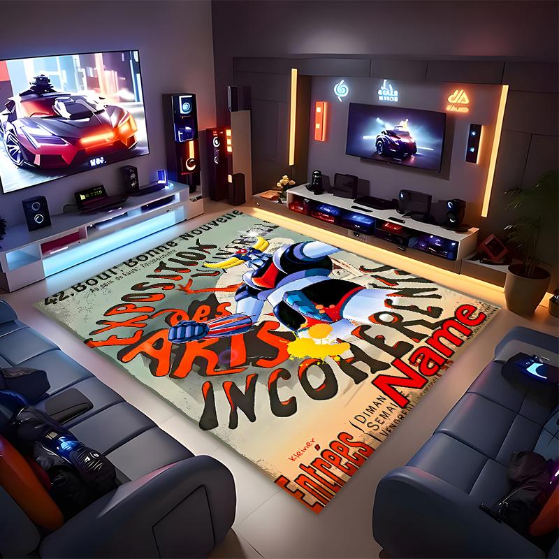 1pc UFO Robo Grendizer1 Print Area Rug - Soft, Washable Non-Slip Indoor Mat for Office Chairs, Living Room, Home Office Decorative Rug