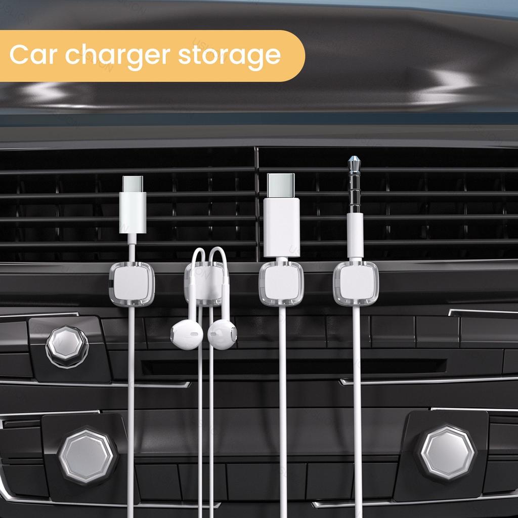 6-piece set of color magnetic charger office desk cable clip, sunlight colored USB charging cable organizer, magnetic plug hook