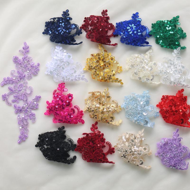 1 Paar zum Annähen & Aufbügeln Spitze Blumen Applikation Aufnäher Bestickter Stoffbesatz Aufkleber für Kleiderflicken DIY Bastelarbeiten