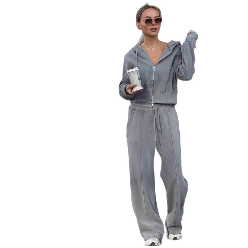 2025 Herbst Damen Kapuzen-Langarm-Cardigan & Hosen Set - Lässiger Europäischer & Amerikanischer Stil