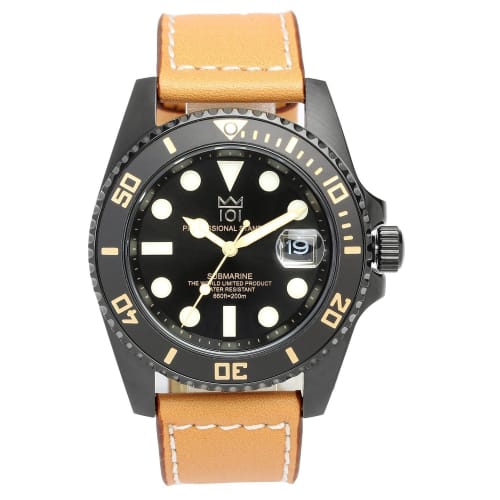 

HYAKUICHI 101 No.2 Quartz Diver s Watch, 20 ATM Water Resistant, Leather Strap, Men s