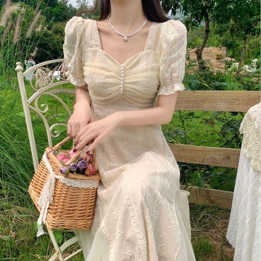 Coffee break French dress Platycodon first love dress retro gentle salty sweet chic skirt fairy super fairy S