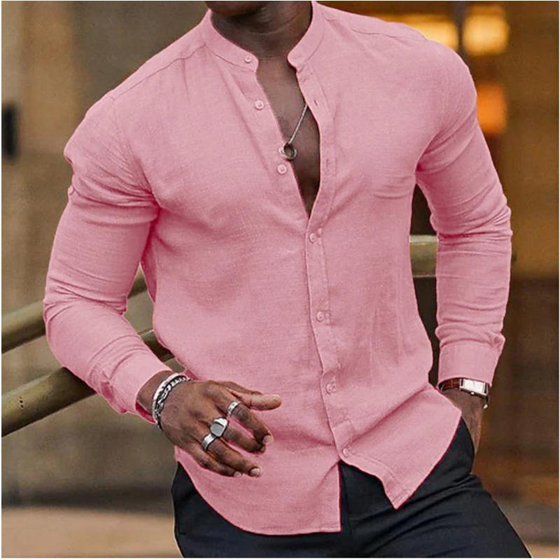 European and American Men's Four-season Shirt Long-sleeved Casual Business Shirt Daily Solid Color Clothing
