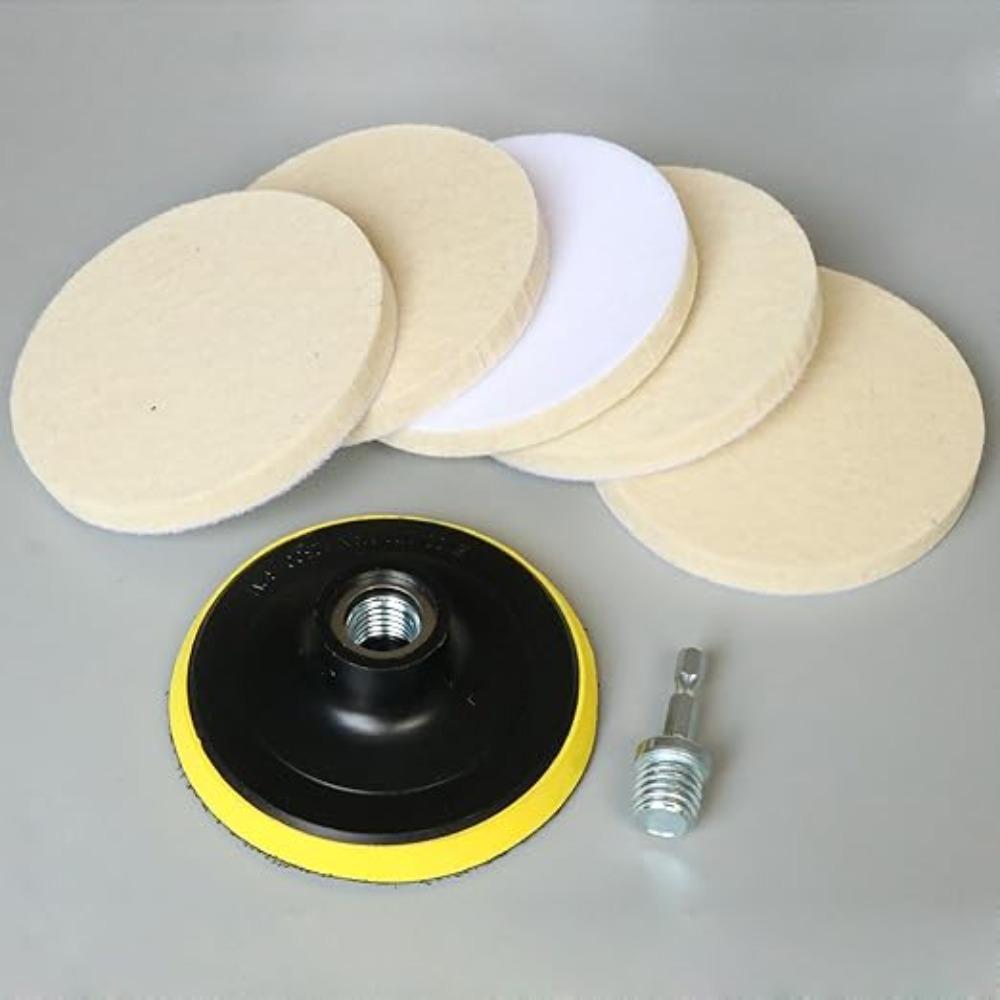 1-20Pcs Wool Felt Polishing Pad 1/2/3/4/5/6/7inch Polish Wheel Pad Drill Adapter for Drill,Fine Polishing of Metal Glass Stone