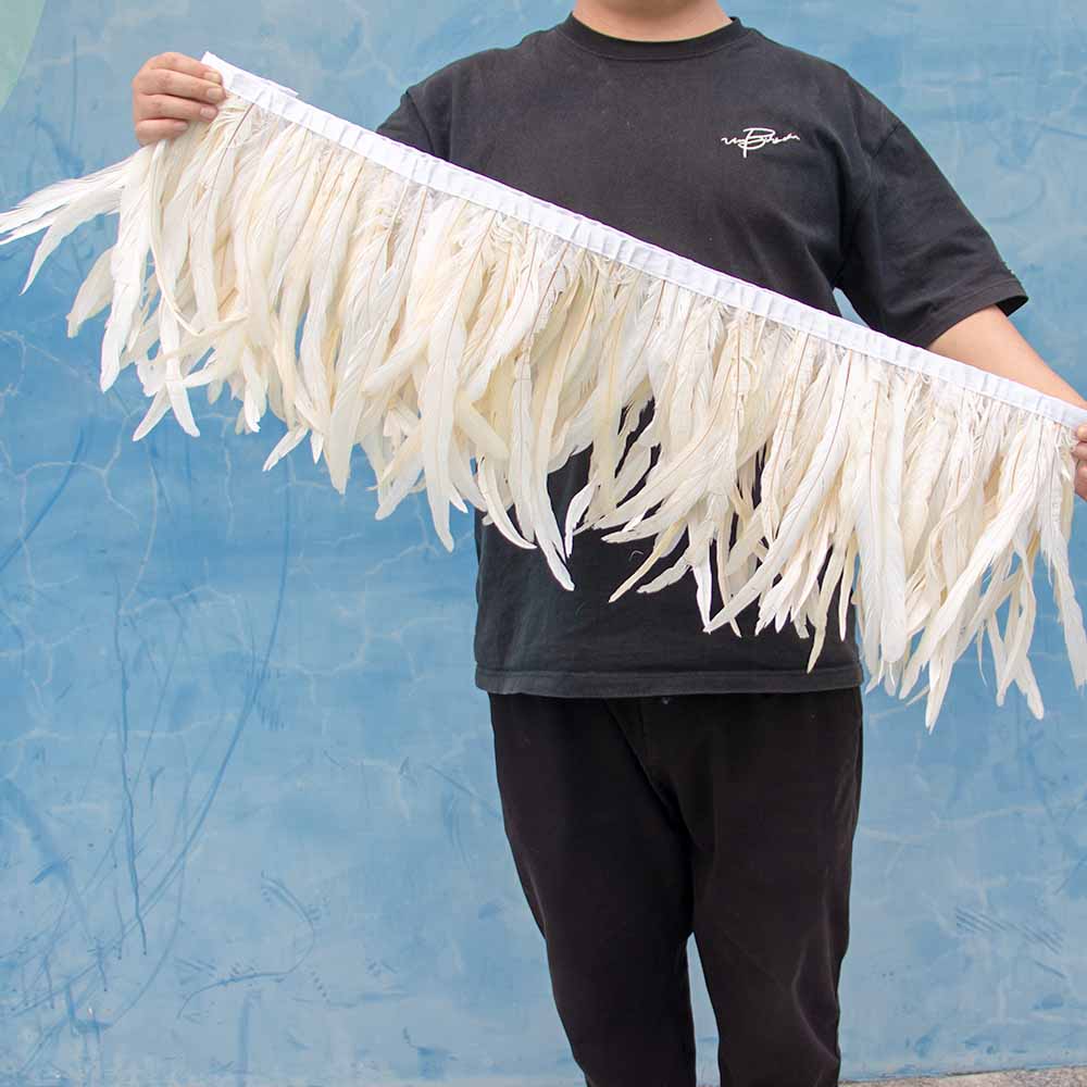 1 Meter Natürliches Rotes Hahnenhechel Federbesatz Fransen 10-12 Zoll Hochzeit Karneval Party Dekoration DIY Kleidung Nähen Handwerk